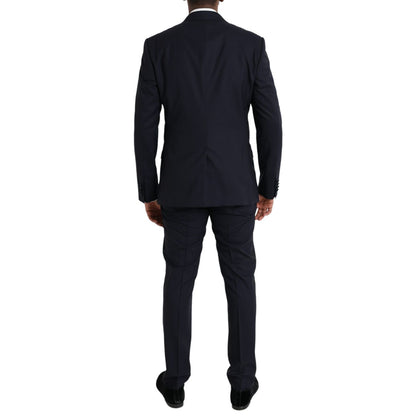 Dolce & Gabbana Blue Wool MARTINI 1 Button Men 3 Piece Suit