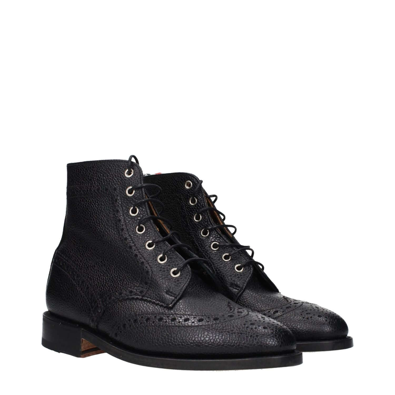 Thom Browne Black Leather Ankle Boots