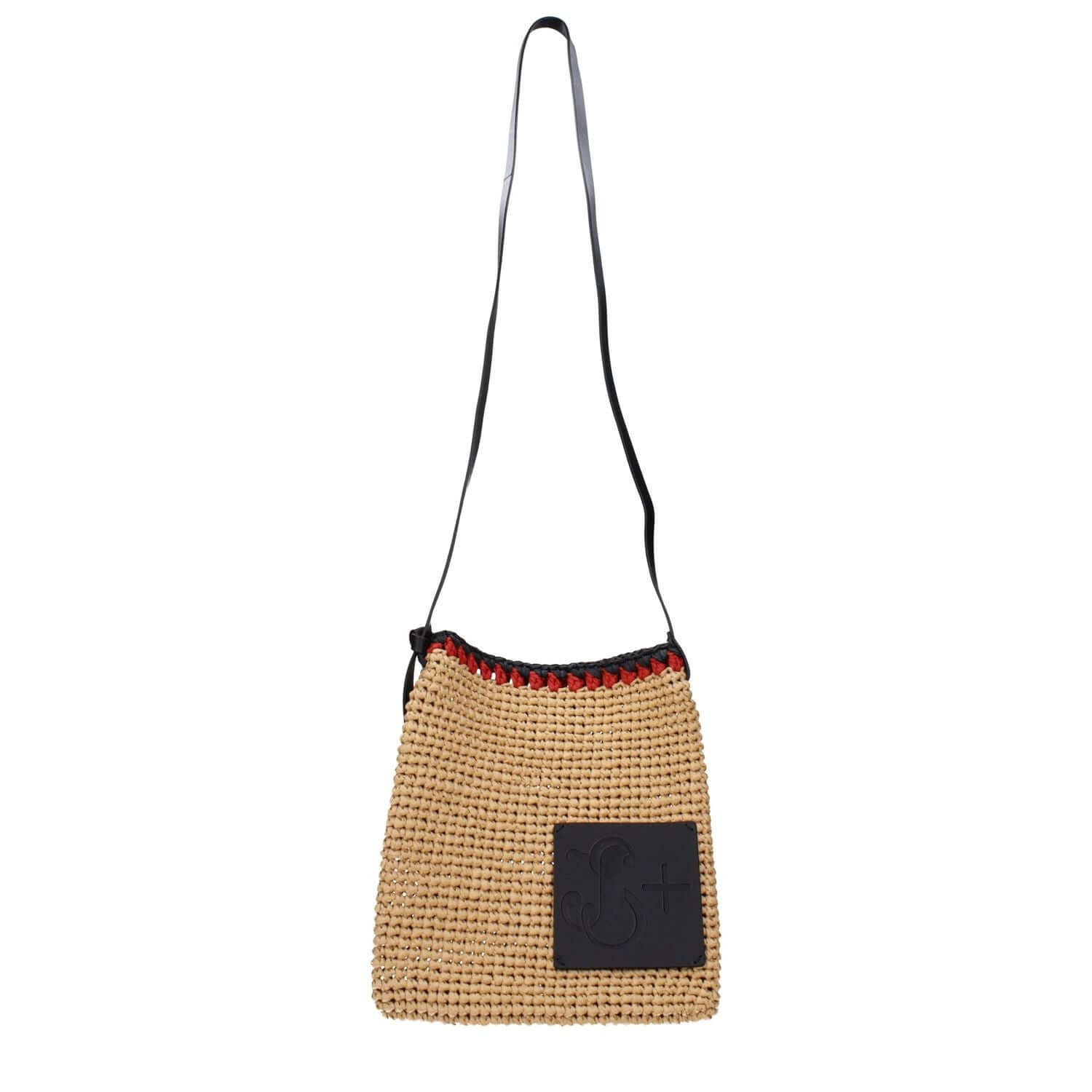Jil Sander Beige Raffia Crossbody Bag