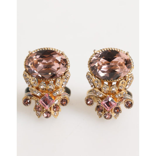 Dolce & Gabbana Gold Tone 925 Sterling Silver Crystal Accessory Cufflinks