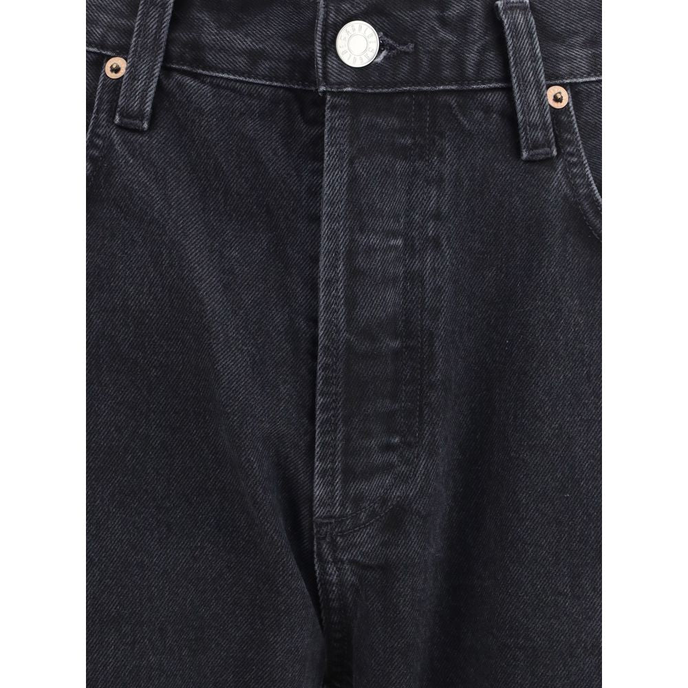 Agolde Black Cotton Straight-Leg Jeans