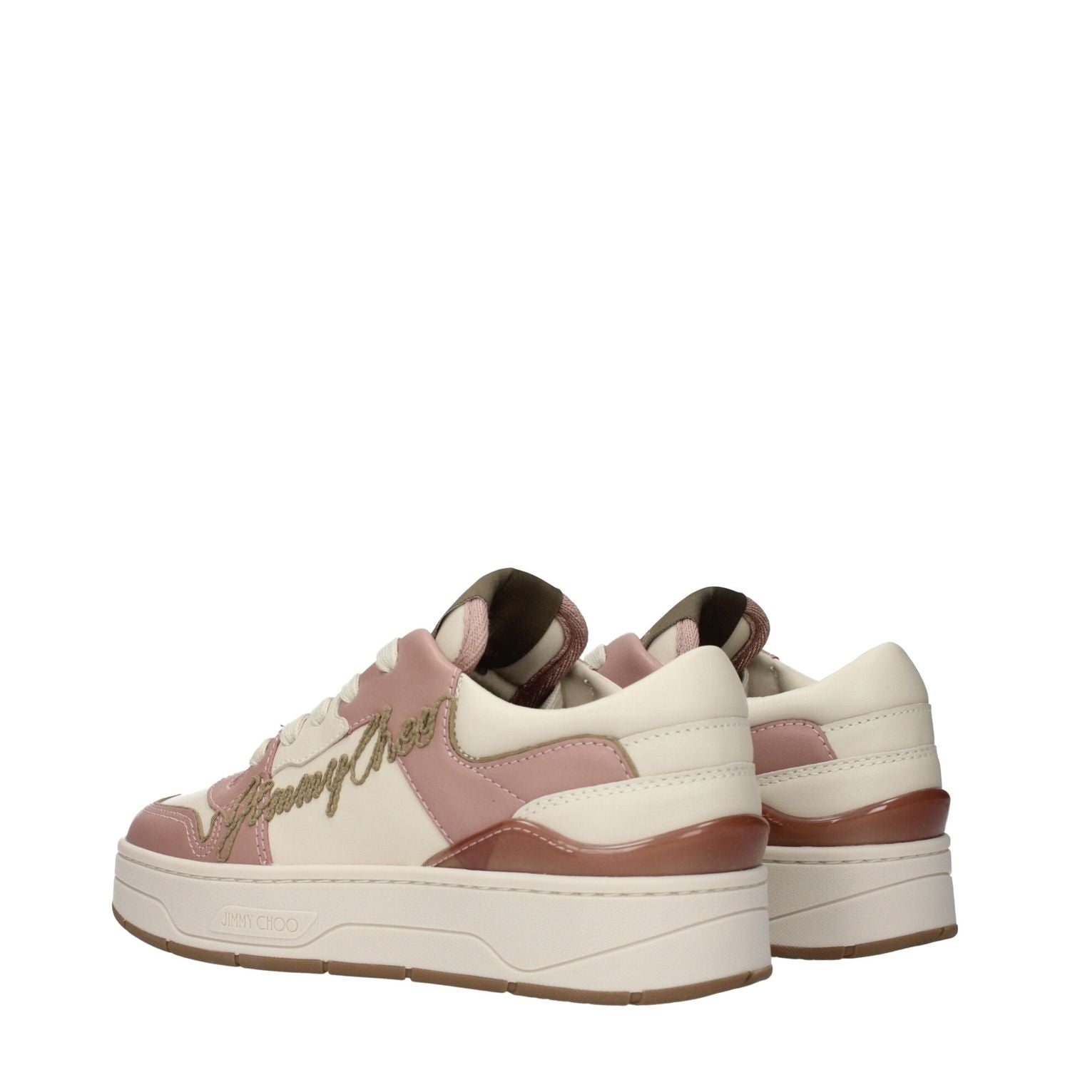 Jimmy Choo Pink Leather Low Top Sneakers