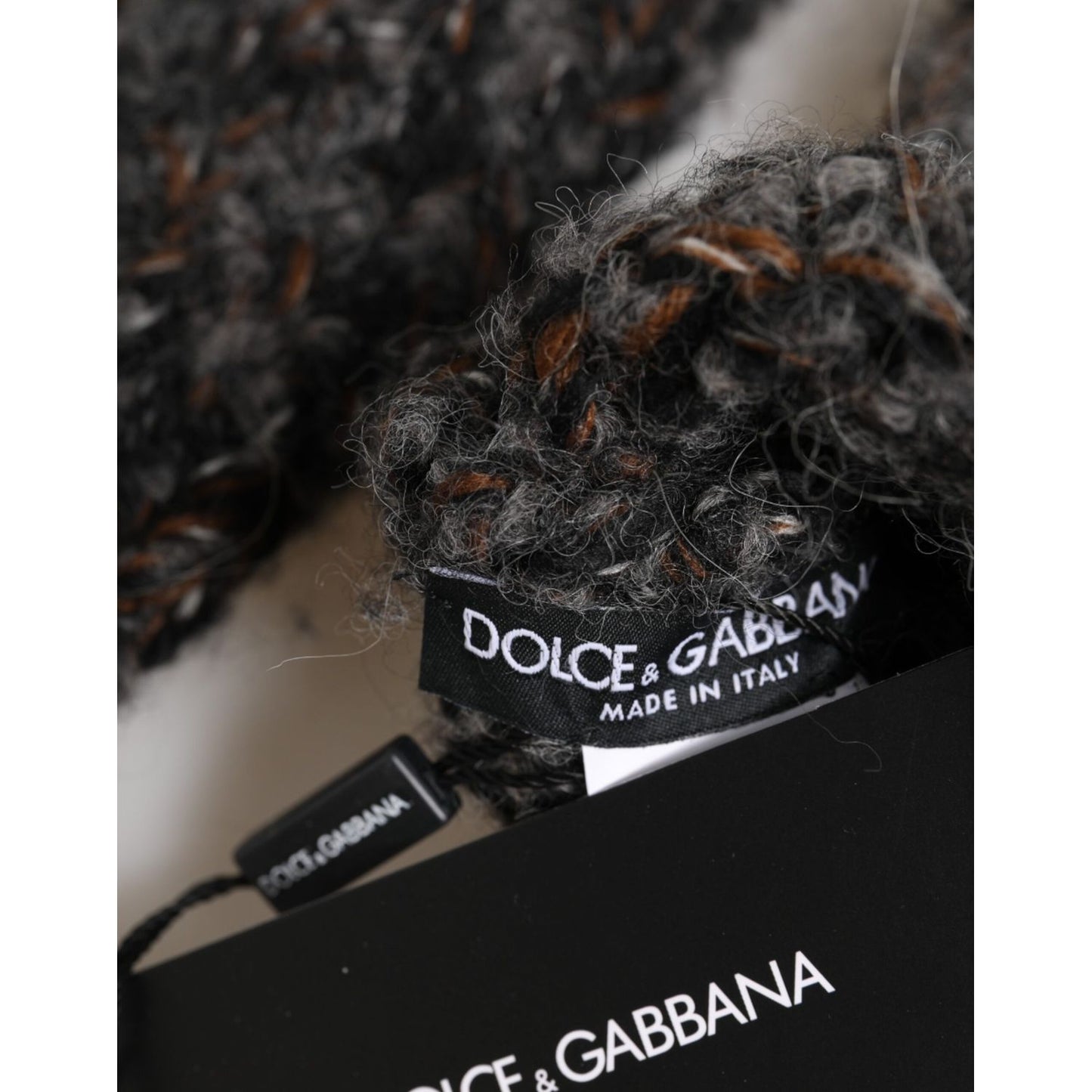 Dolce & Gabbana Gray Virgin Wool Knitted Fingerless Men Gloves