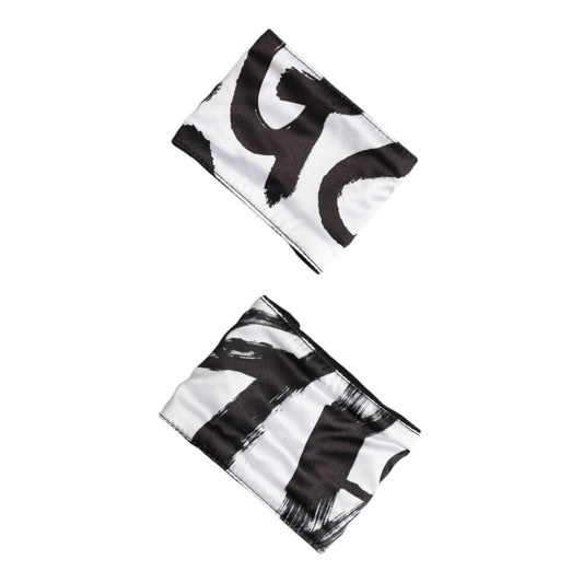 Dolce & Gabbana Black White DG Logo Silk 1 Pair Wristband