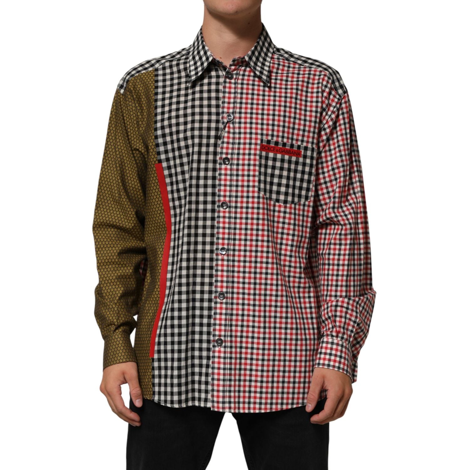 Dolce & Gabbana Multicolor Cotton Collared Checkered Shirt