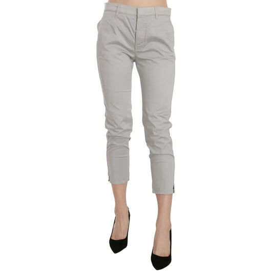 Jucca Cotton Gray High Waist Skinny Cropped Trousers Pants