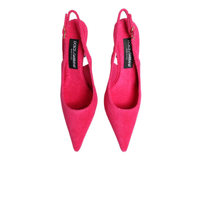 Dolce & Gabbana Pink Suede High Heels Slingback Shoes