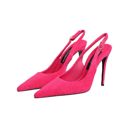 Dolce & Gabbana Pink Suede High Heels Slingback Shoes