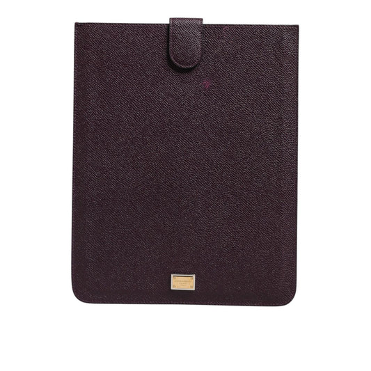 Dolce & Gabbana Dark Brown Leather Logo Plaque Cover Sleeve Tablet Case