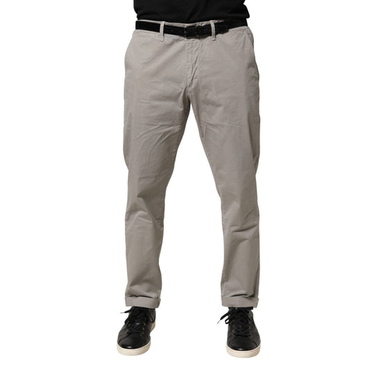 Jeckerson Gray Cotton Stretch Tapered Fit Men Chino Trouser Pants