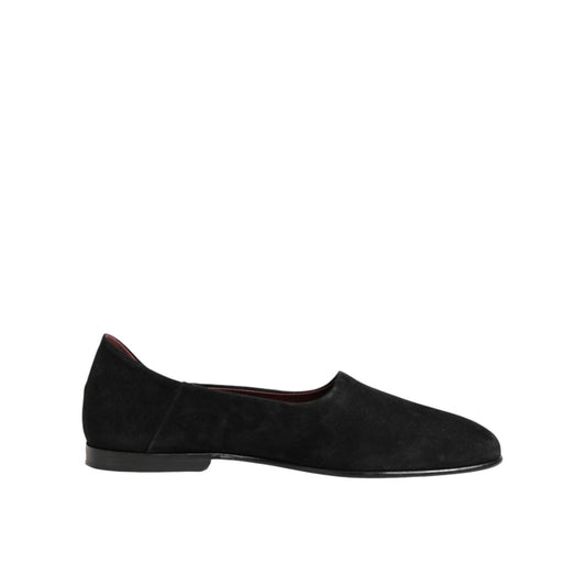 Dolce & Gabbana Black Leather Suede Slip On Loafers Dress Shoes