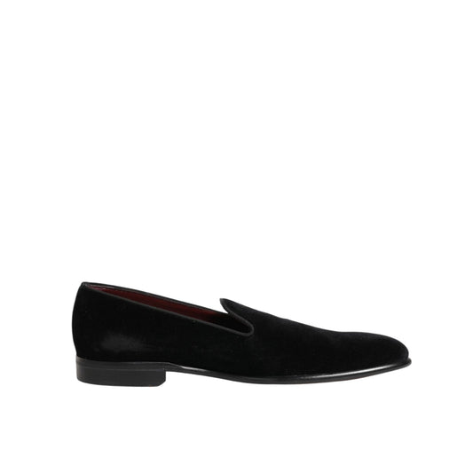 Dolce & Gabbana Black Leather Suede Slip On Loafer Dress Shoes