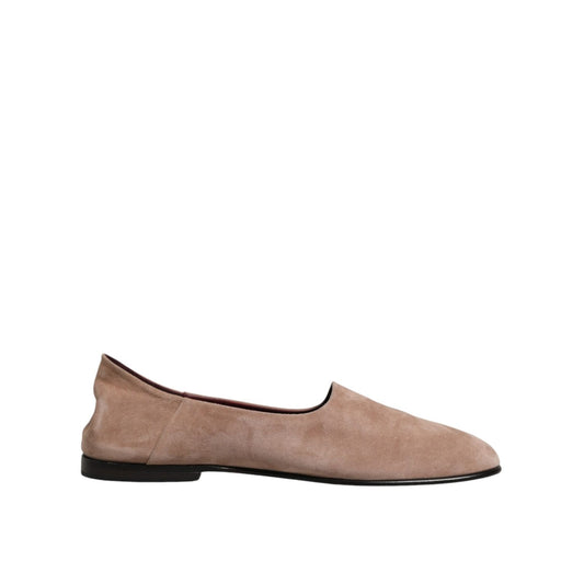 Dolce & Gabbana Beige Leather Suede Slip On Loafers Dress Shoes