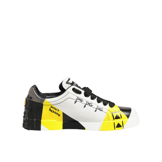 Dolce & Gabbana Multicolor Leather Graffiti Low Top Sneakers Shoes