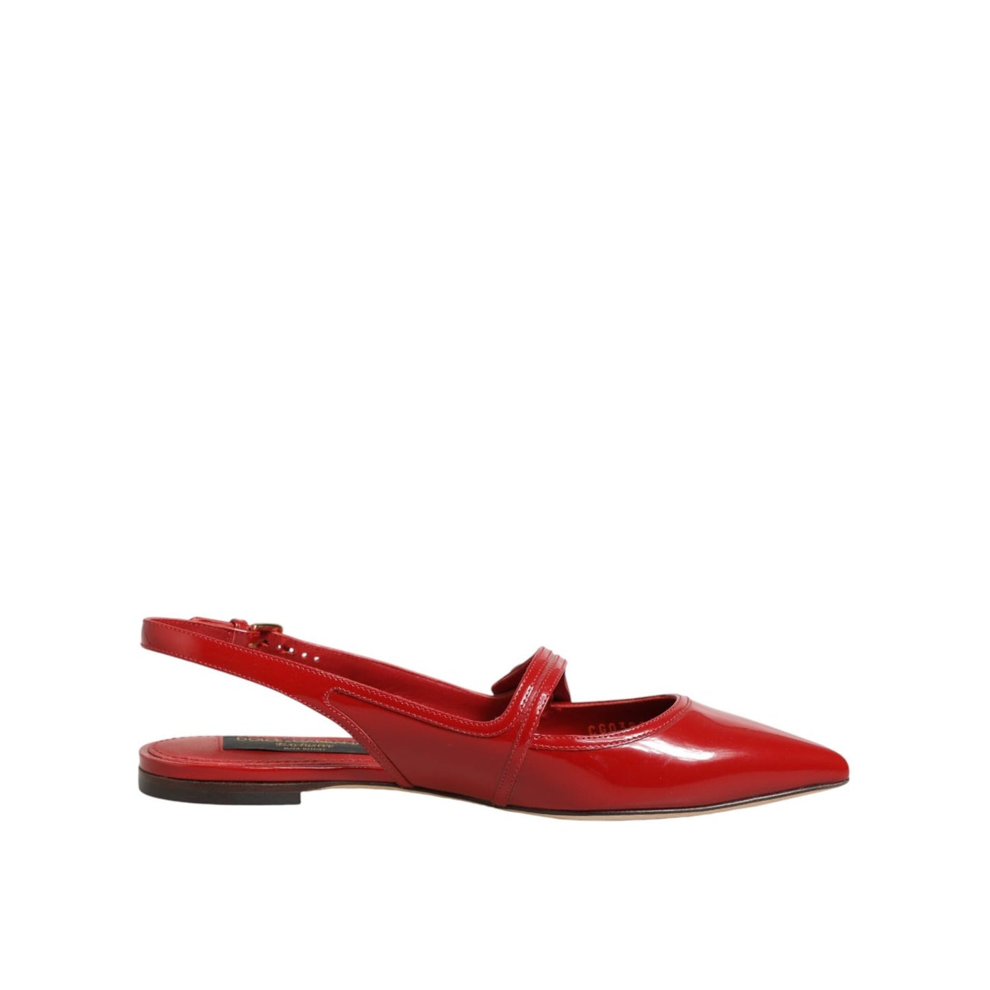 Dolce & Gabbana Red Leather Slingback Flats Sandals Shoes