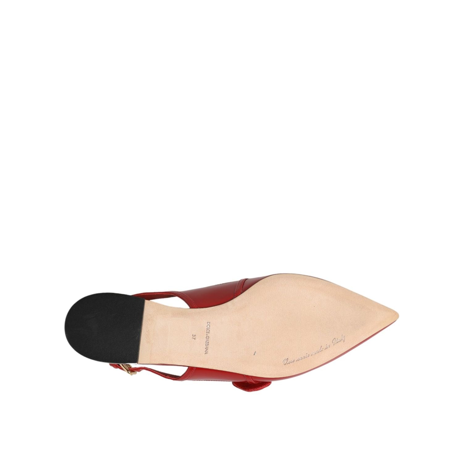 Dolce & Gabbana Red Leather Slingback Flats Sandals Shoes