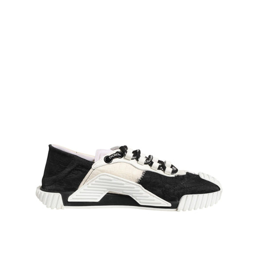 Dolce & Gabbana White Black Leather NS1 Sneakers Shoes