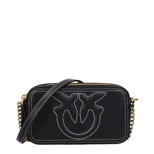 PINKO Black Leather Crossbody Bag