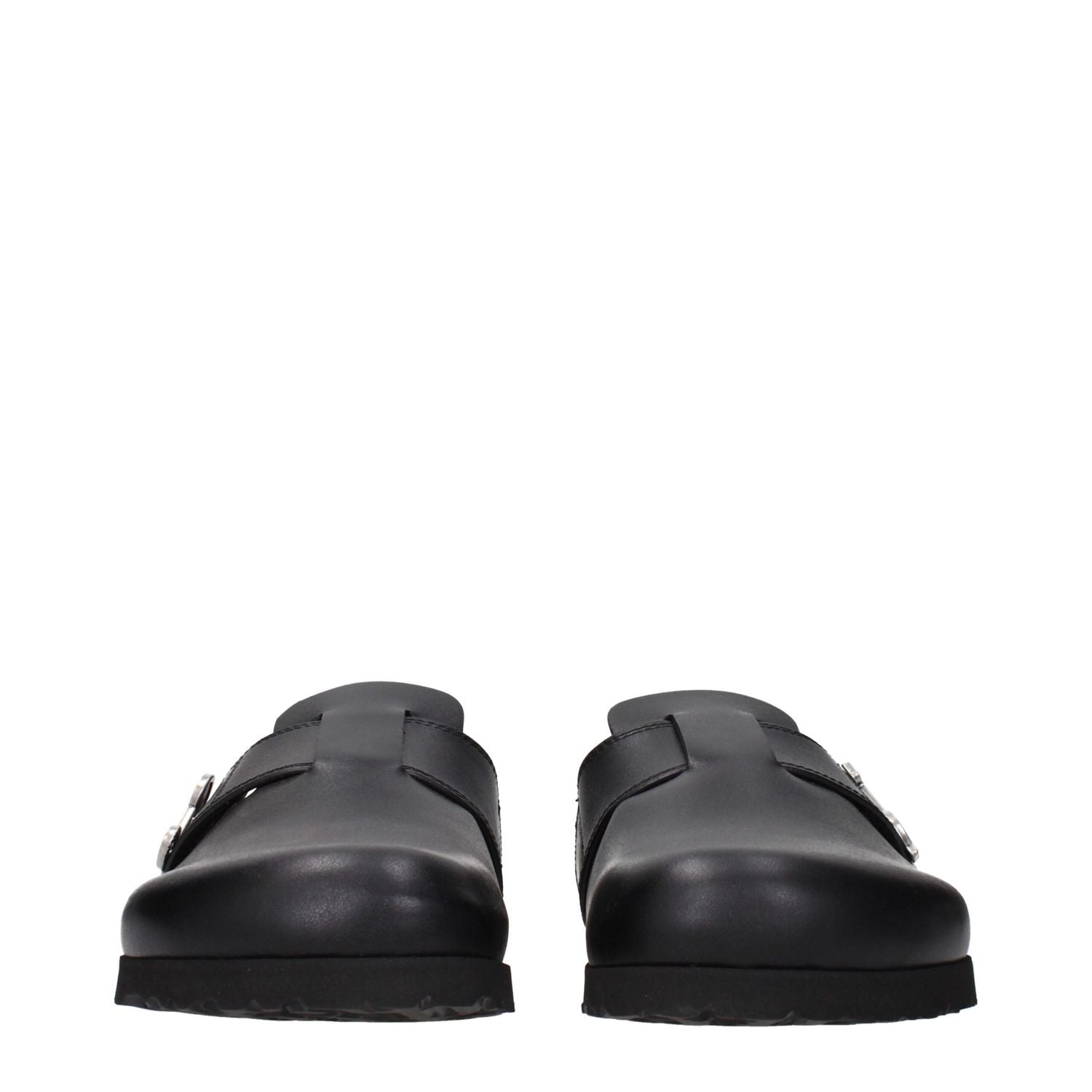 Palm Angels Black Leather Slippers