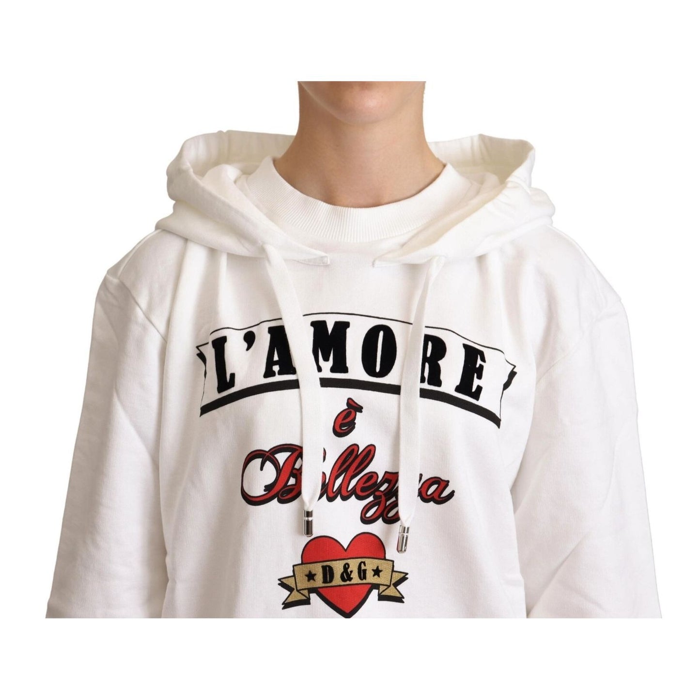 Dolce & Gabbana White L'Amore Hooded Pullover Sweater