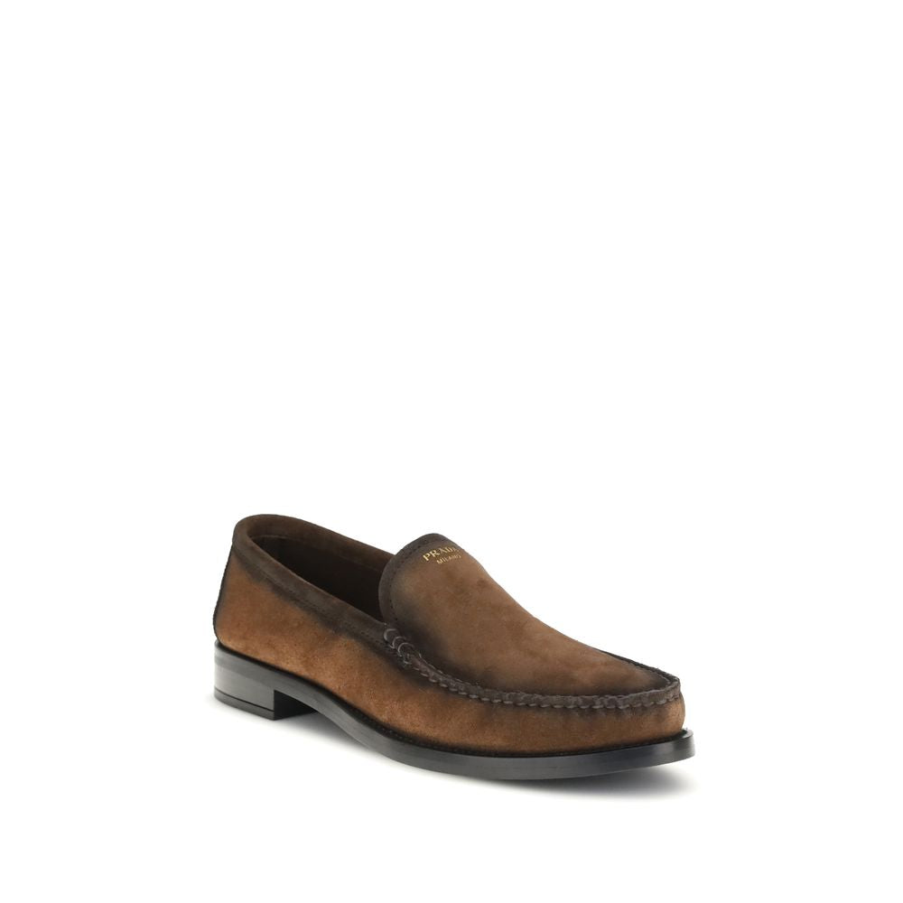 Prada Brown Leather Slip-On Loafers