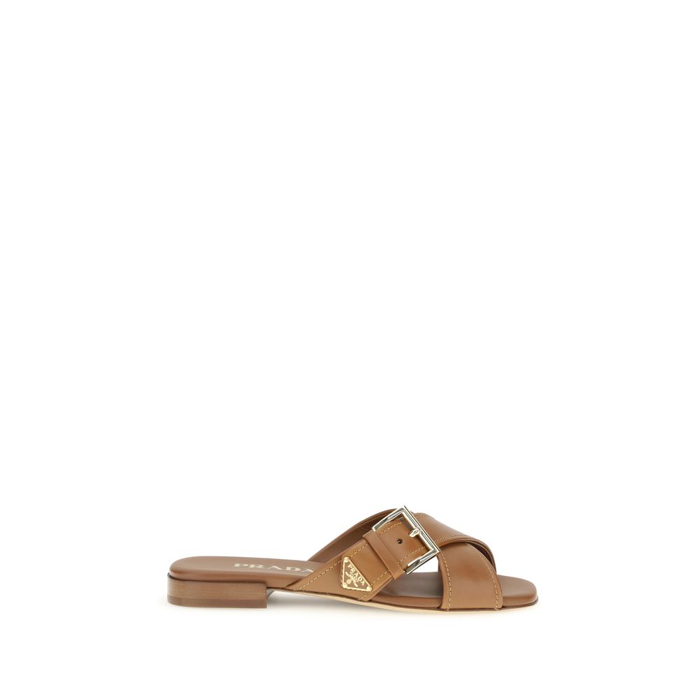 Prada Brown Calf Leather Bos Taurus Sandals