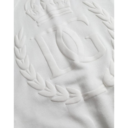 Dolce & Gabbana White Cotton Hooded Pullover Sweatshirt Men