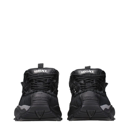 Versace Black Leather Athletic Sneakers