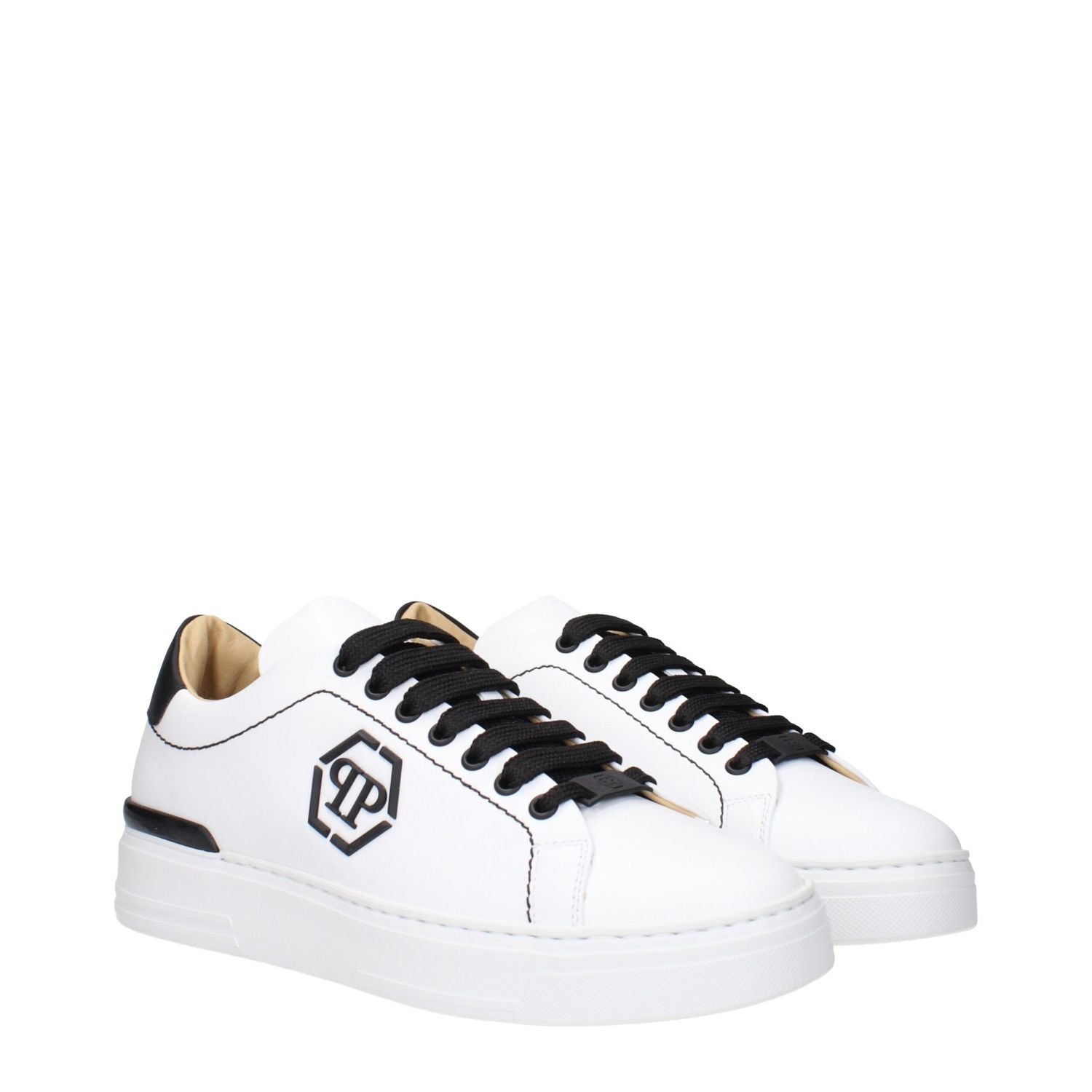 Philipp Plein White Leather Low Top Sneakers