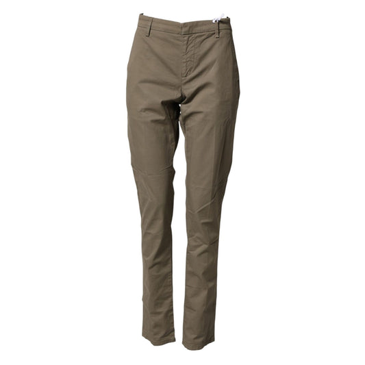 Dondup Beige Cotton Stretch Straight Chino Men Trouser Pants