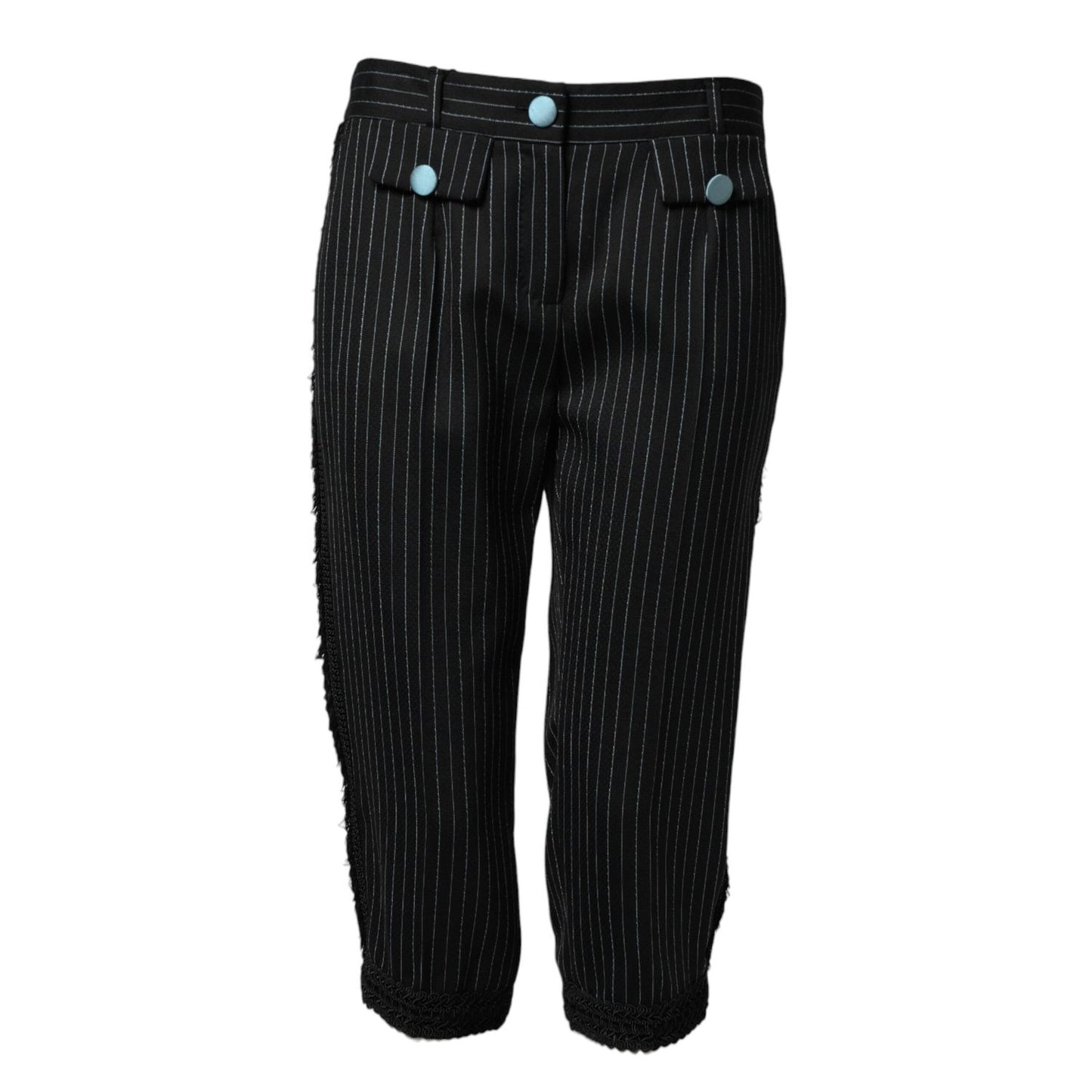 Dolce & Gabbana Black Wool Stripes Cropped Trouser Pants