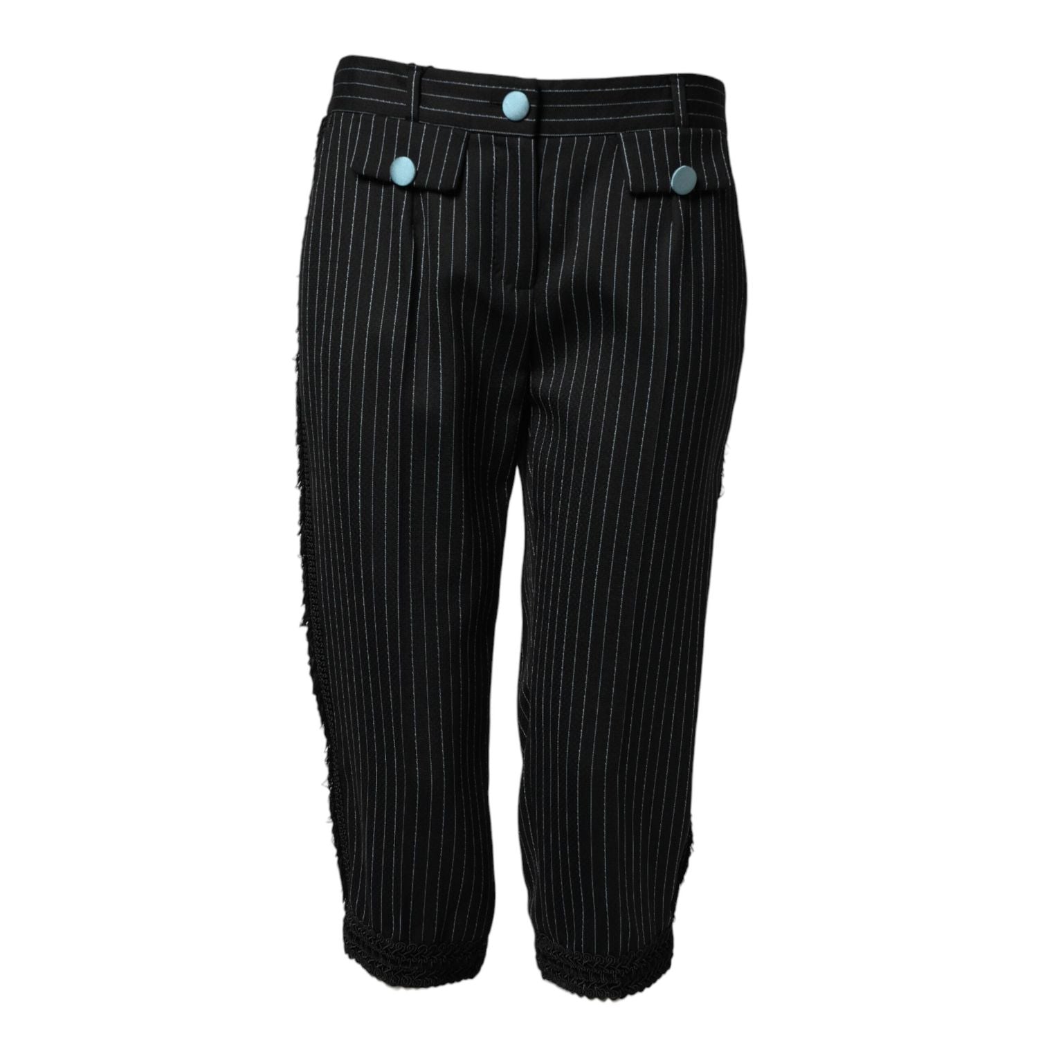 Dolce & Gabbana Black Wool Stripes Cropped Trouser Pants