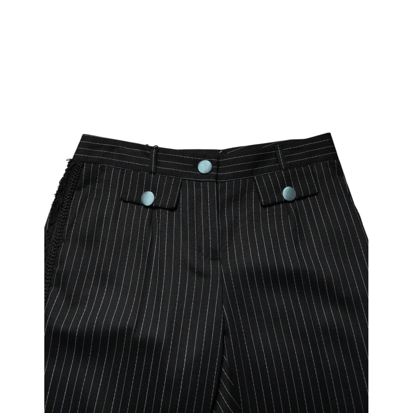 Dolce & Gabbana Black Wool Stripes Cropped Trouser Pants