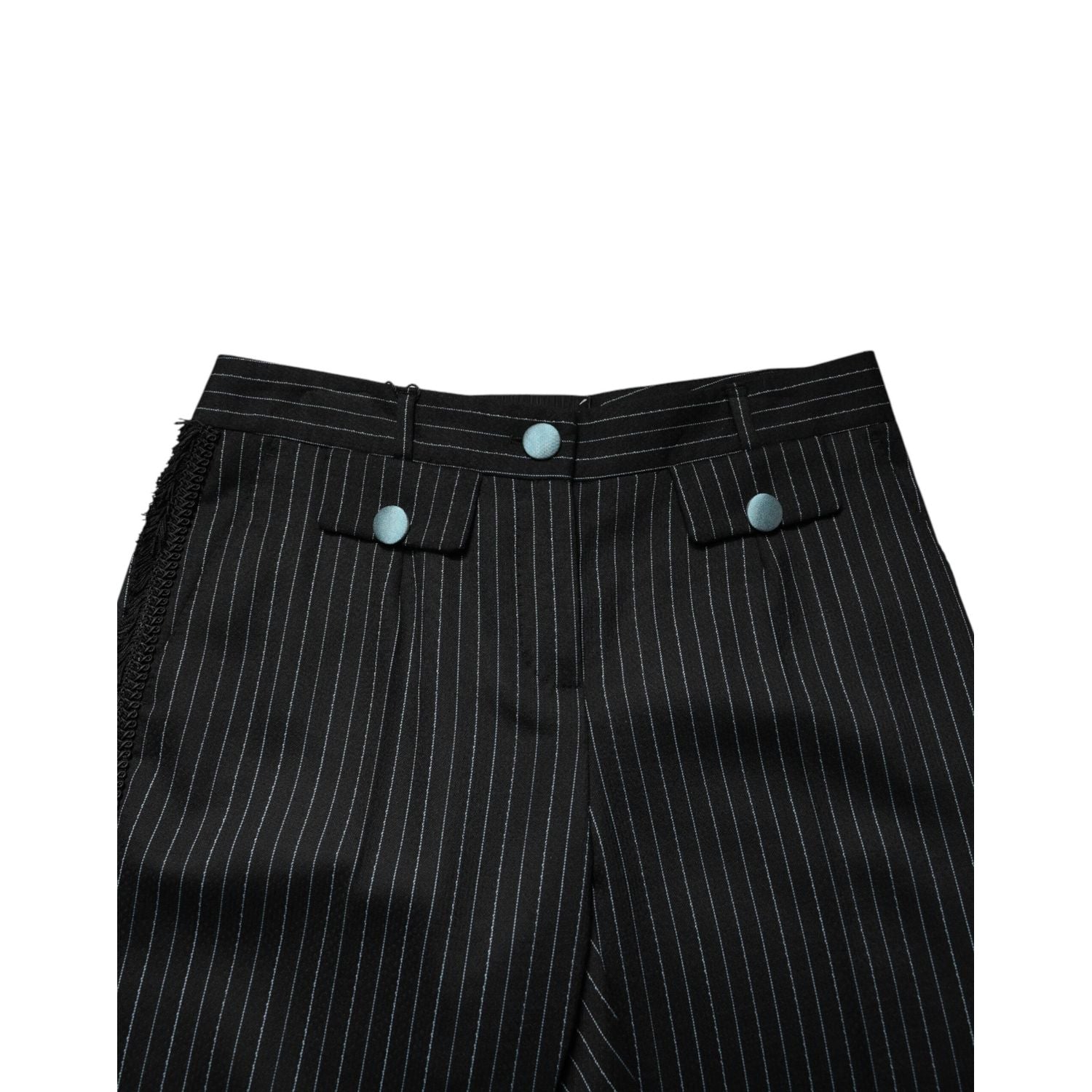 Dolce & Gabbana Black Wool Stripes Cropped Trouser Pants