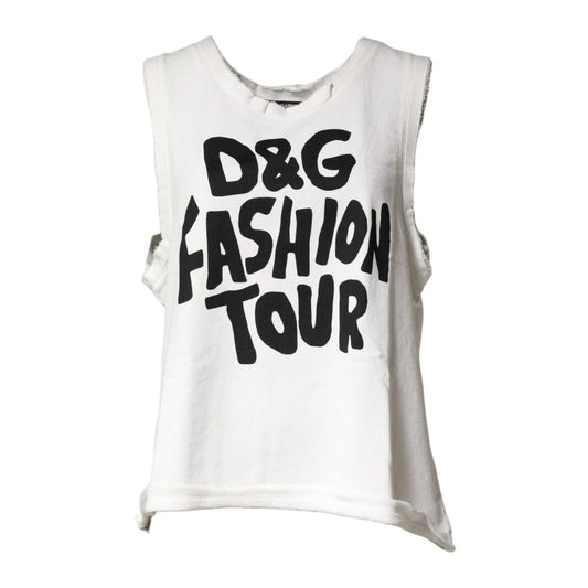 Dolce & Gabbana White Graphic CrewNeck Sleeveless Tank T-shirt