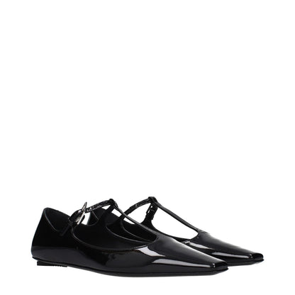 The Attico Black Leather Ballet Flats