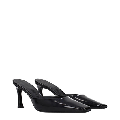The Attico Black Leather Flat Sandals
