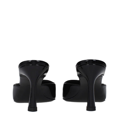 The Attico Black Leather Flat Sandals