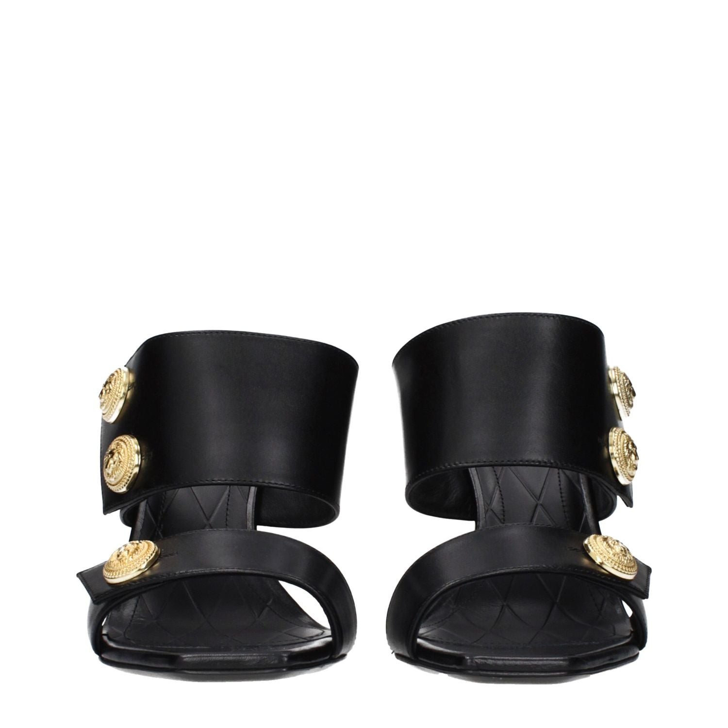 Balmain Black Leather Stiletto Heel Sandals