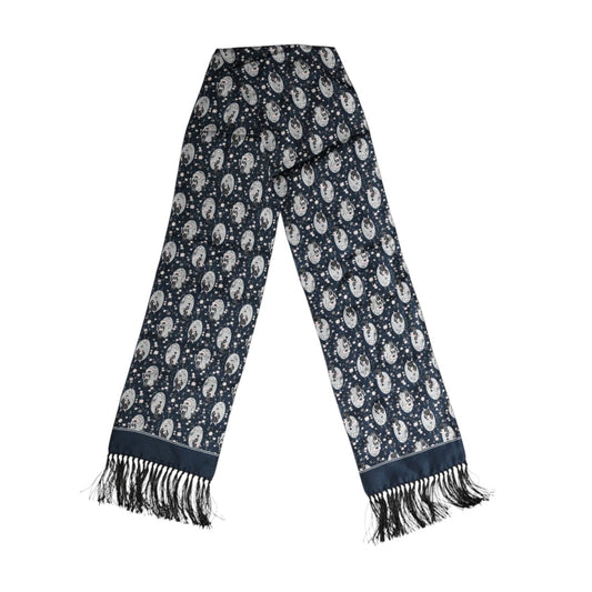 Dolce & Gabbana Navy Blue Silk Neck Wrap Shawl Men Scarf