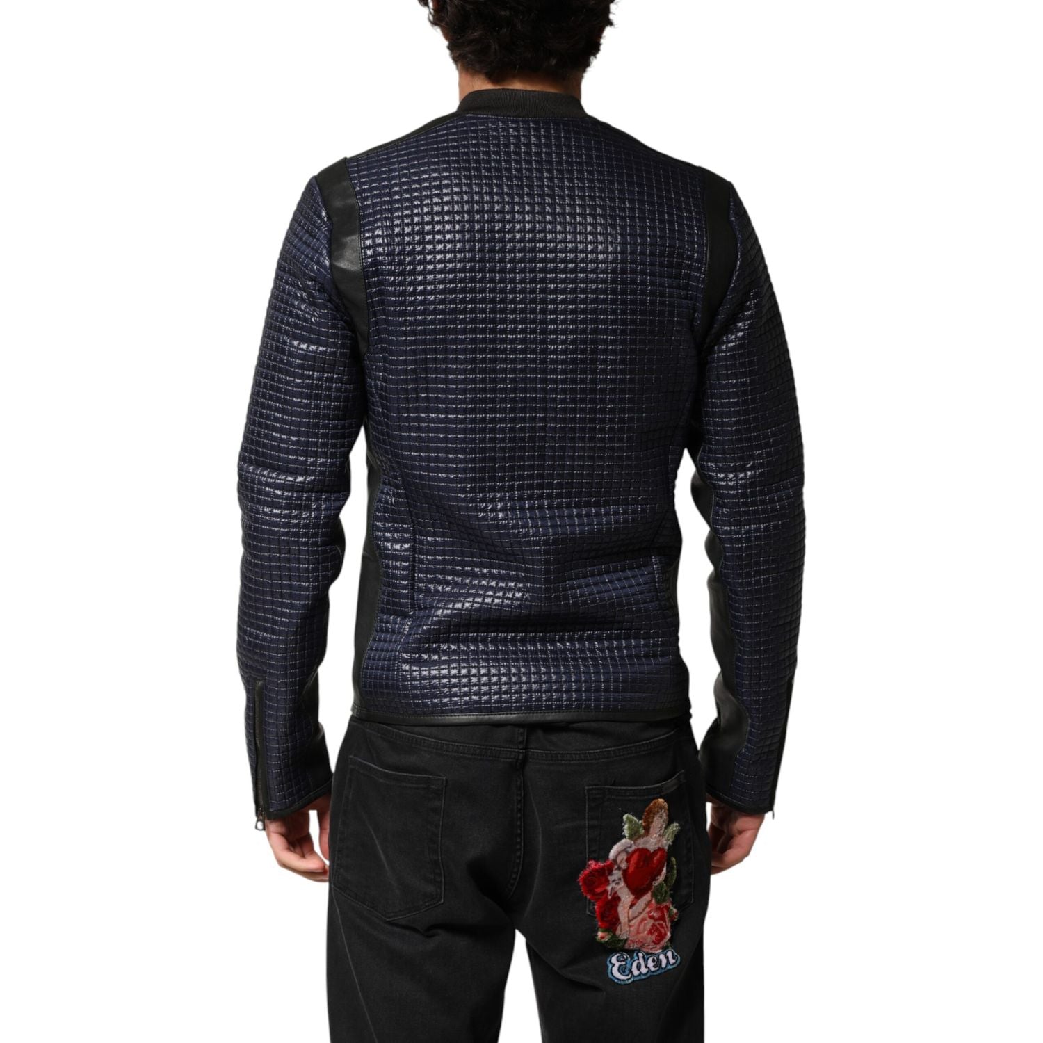 Dolce & Gabbana Blue Nylon Full Zip Bomber Men Jacket