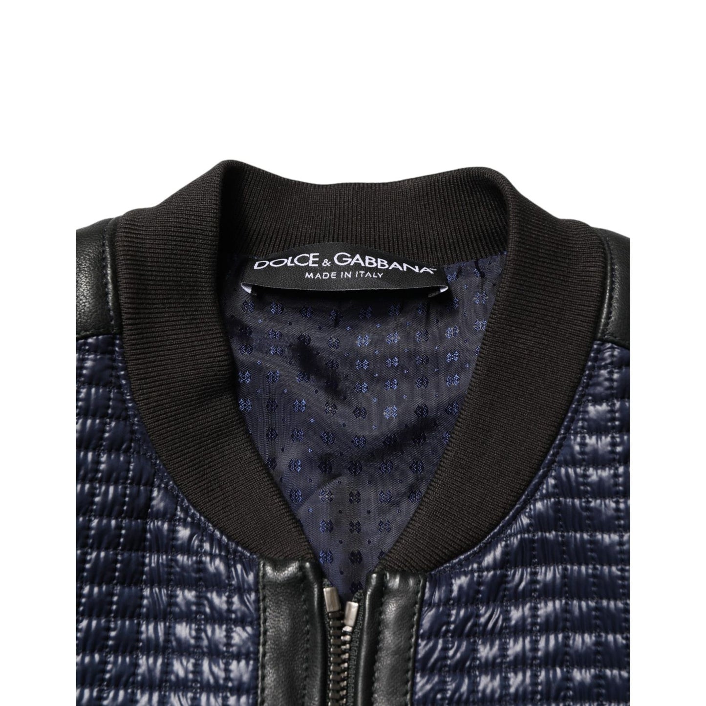 Dolce & Gabbana Blue Nylon Full Zip Bomber Men Jacket