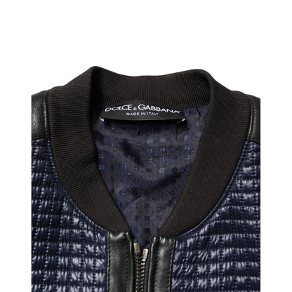 Dolce & Gabbana Blue Nylon Full Zip Bomber Men Jacket