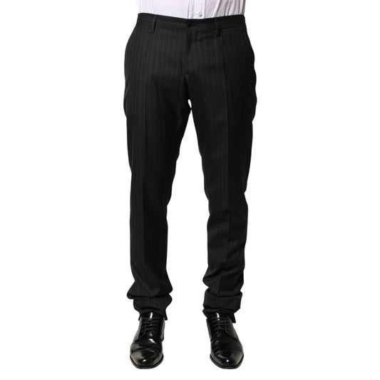Dolce & Gabbana Black Stripes Wool Men Dress Trousers Pants
