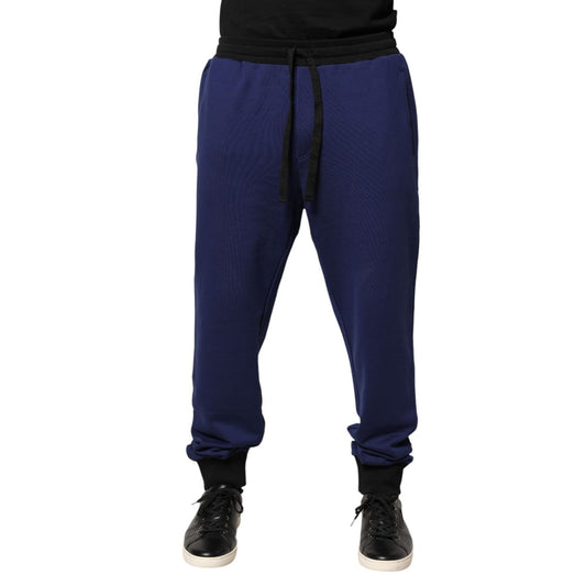 Dolce & Gabbana Blue Cotton Mid Waist Jogger Trousers Pants