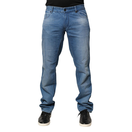 Verri Blue Washed Cotton Skinny Fit Men Denim Trouser Jeans
