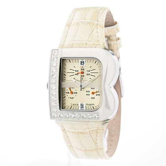 Laura Biagiotti Beige Leather Dress Watch