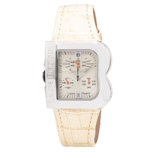 Laura Biagiotti Beige Leather Dress Watch