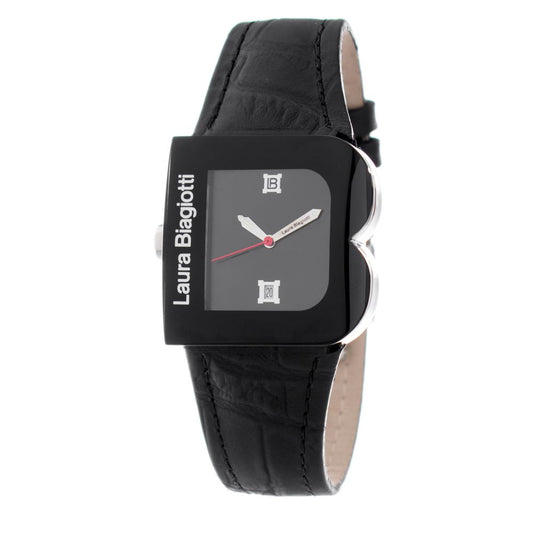 Laura Biagiotti Black Leather Dress Watch
