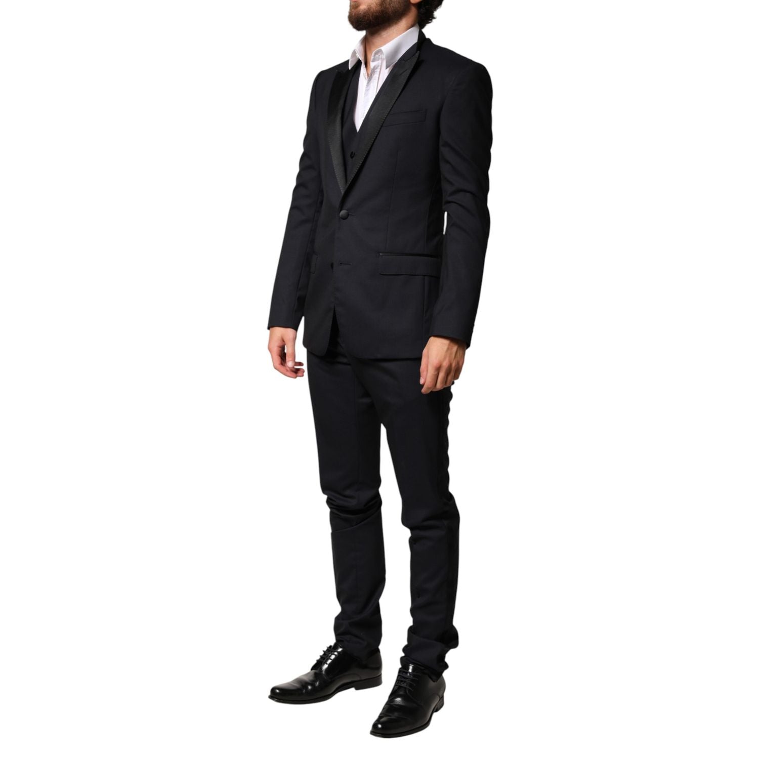 Dolce & Gabbana Black Wool Single Breasted 3 Piece Men Suit